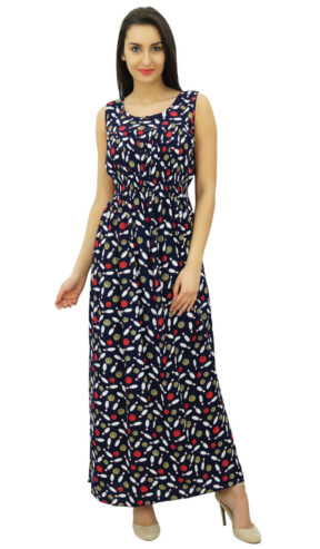 Bimba Women’s Casual Bowling Print Maxi Dress – Effortless Style for Every Occasion