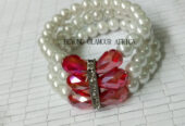 Red and White Pearl Bracelets