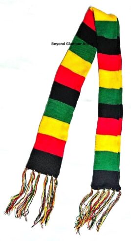 striking multicolor hand-knit scarf