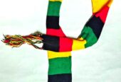 striking multicolor hand-knit scarf