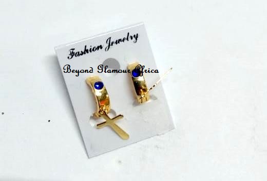 Small golden earrings with a cross design