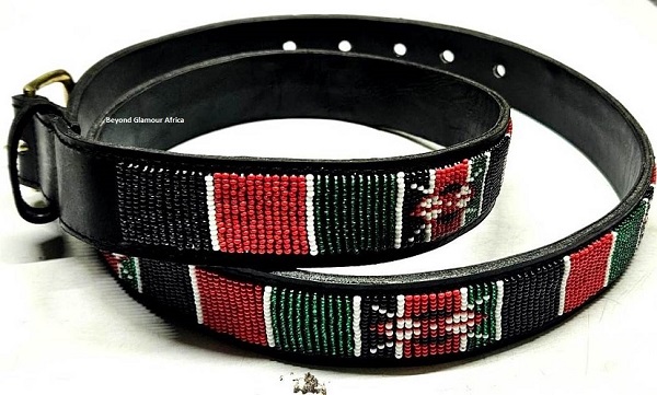 A Kenyan beaded leather belt