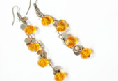 orange crystal long earrings