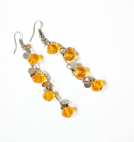 orange crystal long earrings