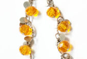 orange crystal long earrings