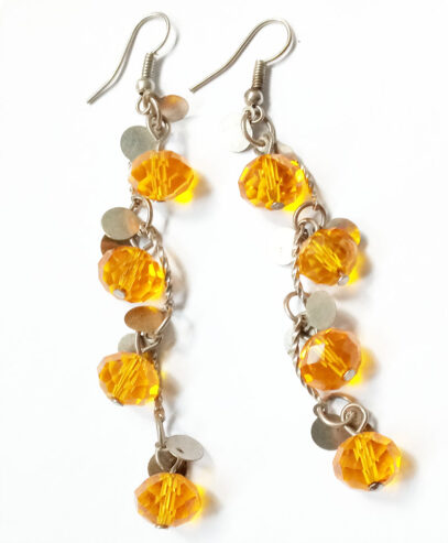 orange crystal long earrings