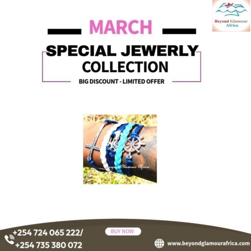 A blue multi layered ladies leather bracelet very fashionable