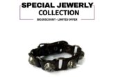 A black skull leather bracelet very fashionable