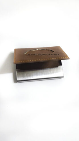 A brown customized cardholder