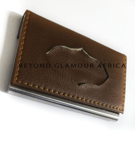A brown customized cardholder