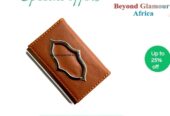 A brown customized cardholder