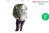 A grey printed hooded fleece