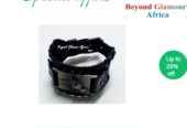 A black prayer leather bracelet