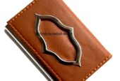 A brown customized cardholder