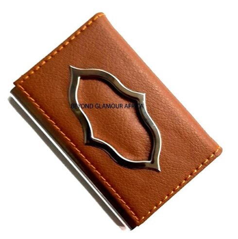 A brown customized cardholder