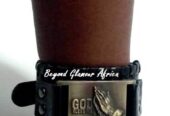 A black prayer leather bracelet