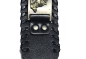 A black prayer leather bracelet