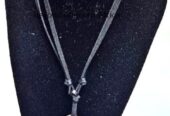 Men’s leather necklace with horn pendant
