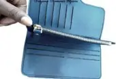 Ladies blue leather wallet very fashionable to have