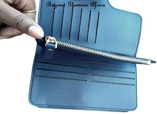Ladies blue leather wallet very fashionable to have