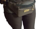 A brown leather waist bag