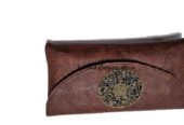 Ladies brown leather clutch bag very fashionable