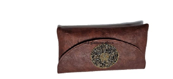 Ladies brown leather clutch bag very fashionable