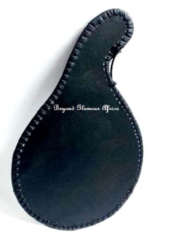 A customized brown leather mirror very fashionable to have