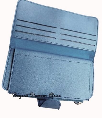 Women blue leather wallet very fashionable