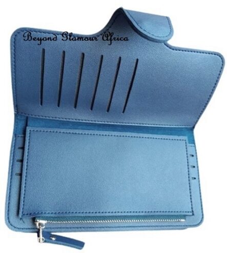 Women blue leather wallet very fashionable