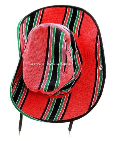 A multi colored sunhat and a red Manchester united keyholder combo