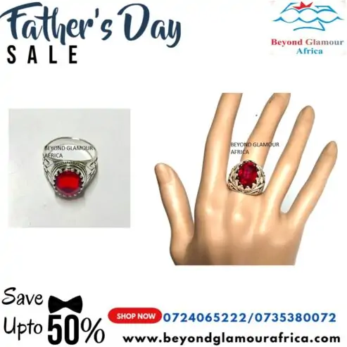 Men’s red silver ring very fashionable to have