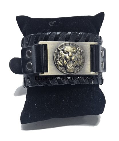 Men’s black leather bracelet