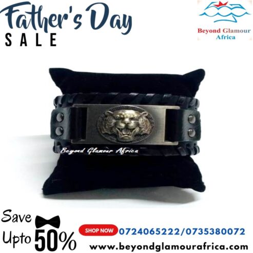 Men’s black leather bracelet