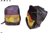 An unisex denim Ankara back pack very fashionable