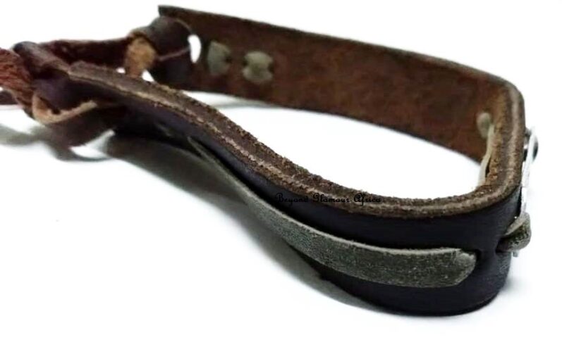 A brown leather bracelet