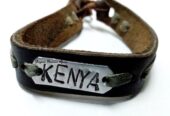 A brown leather bracelet