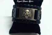 Men’s black leather bracelet