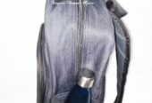An unisex denim Ankara back pack very fashionable