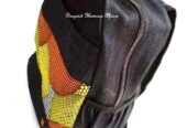 An unisex denim Ankara back pack very fashionable