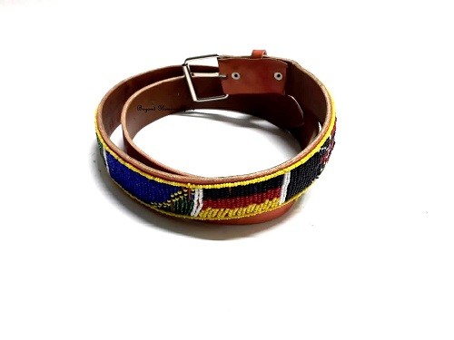 Brown maasai beaded leather belt very fashionable to have