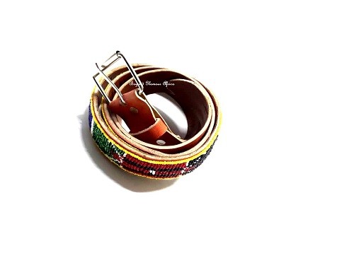 Brown maasai beaded leather belt very fashionable to have