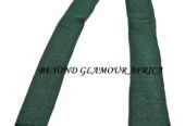 A green knitted scarf very fashionable and warm to have.
