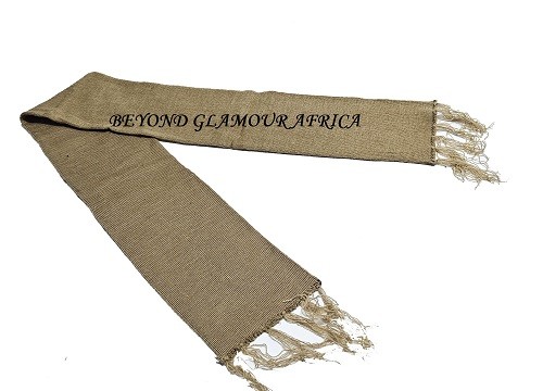 A brown knitted scarf very fashionable to have