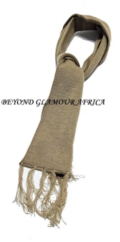 A brown knitted scarf very fashionable to have