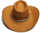 An orange cowboy hat very fashionable to have