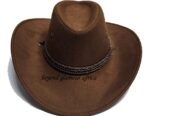 A brown cowboy hat and a brown keyholder combo very fashionable to have