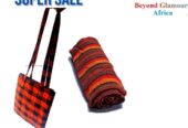 A black and red sling bag and an orange brown maasai shuka combo