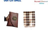 Ladies beige cotton shawl and a brown clutch bag combo