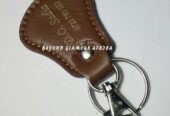 A brown cowboy hat and a brown keyholder combo very fashionable to have